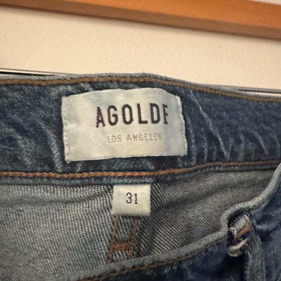 Agolde dark blue slightly distressed straight leg jeans size 31 - Picture 3 of 5